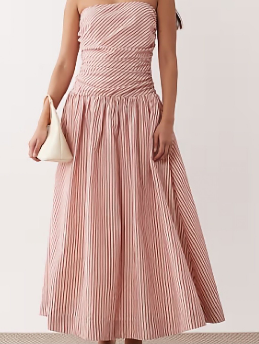 Nia Mullholland Strapless Midaxi Dress In Red Stripes